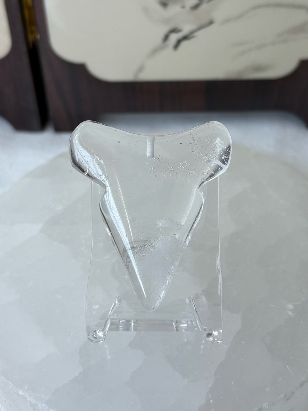 Clear quartz shark tooth pendant